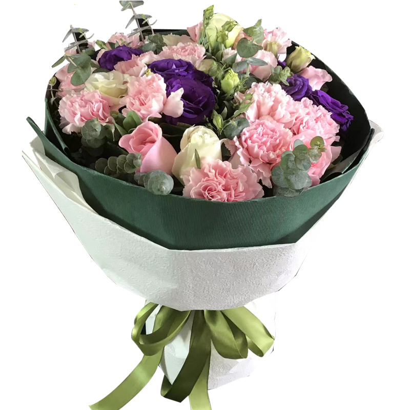 感激的心-11朵粉色康乃馨+4朵粉玫瑰混搭-上海鲜花