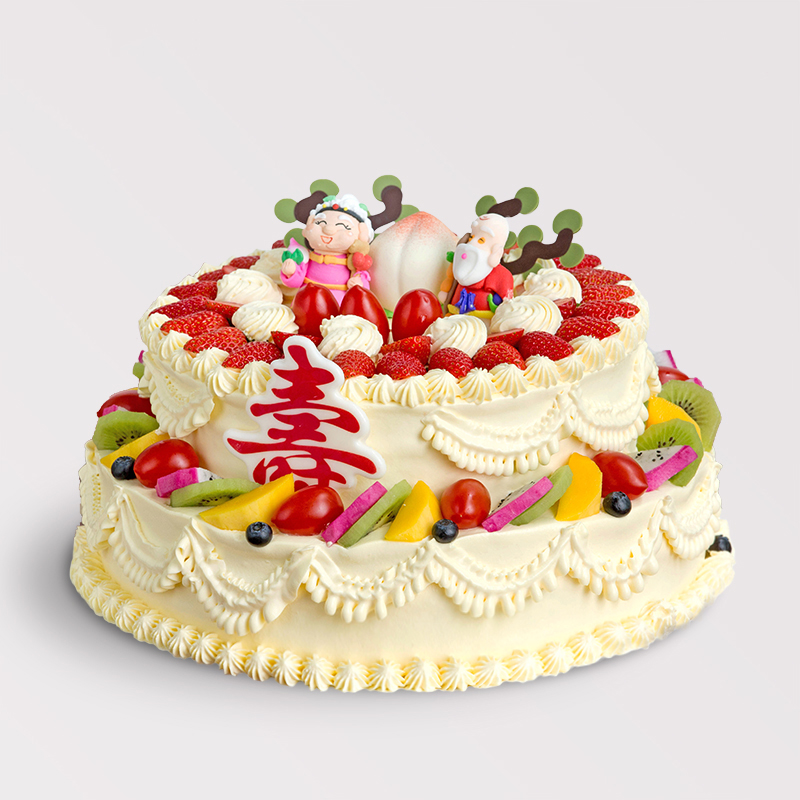 双星贺寿-双层水果蛋糕