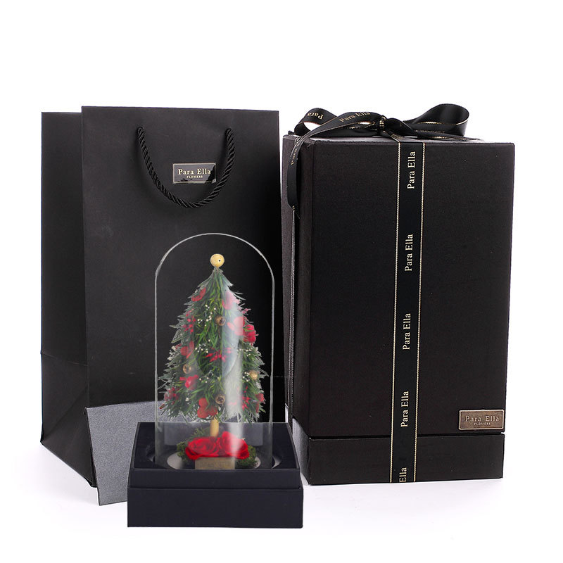 圣诞树玻璃罩永生礼盒（带灯发光）