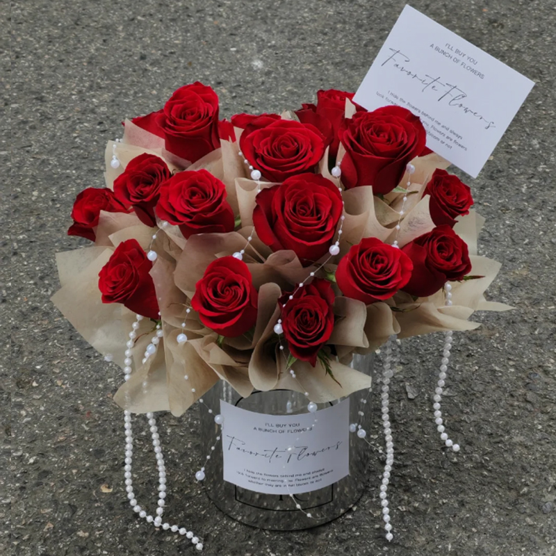 浪漫一刻-19支精品红玫瑰抱抱桶